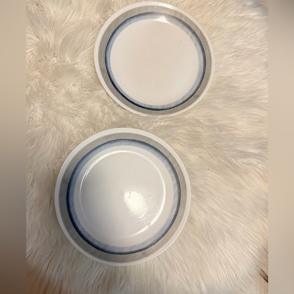 Correlle Blue Rim Stoneware Dinner Bowls - Set of 2